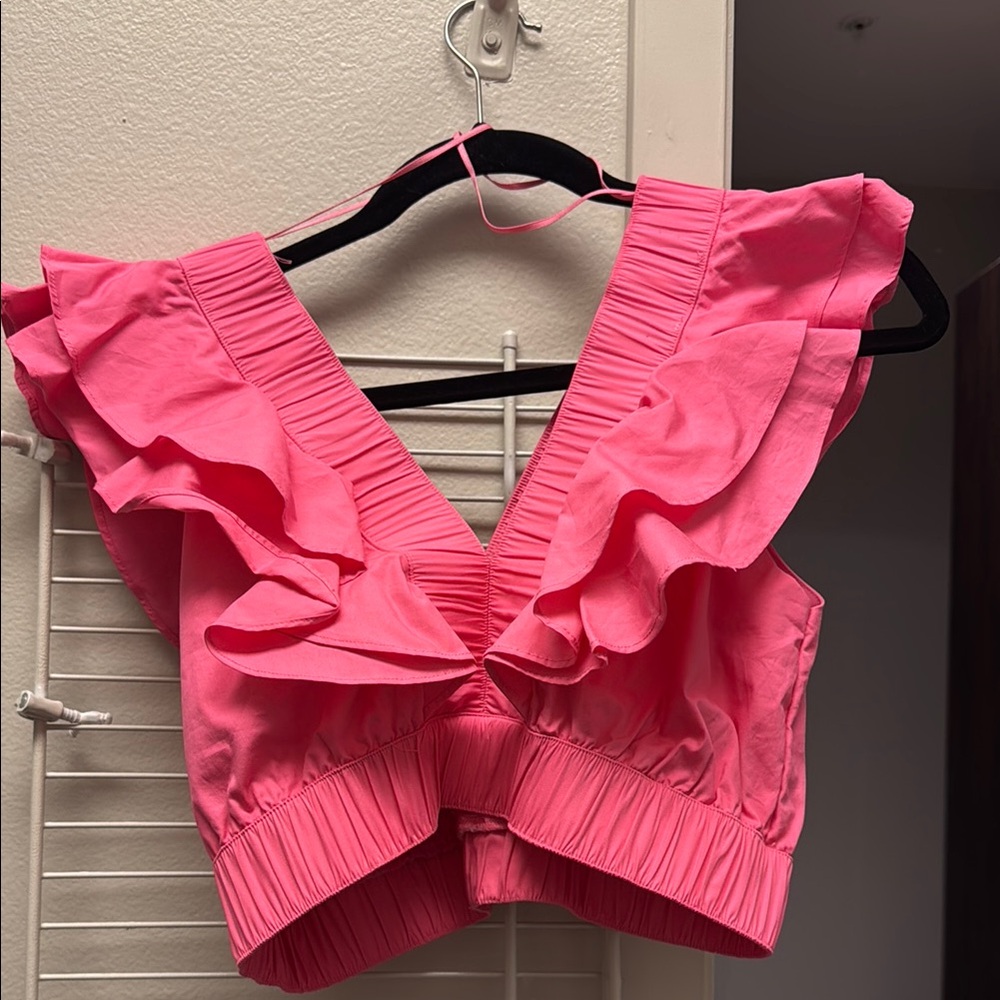 Pink Ruffled Women's Top - Picture 2 of 3